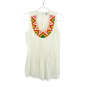 Vintage Y2k Boho Western Wrangler Beaded Blouse Sleeveless Hippie Boho Small